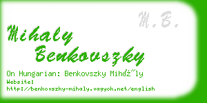 mihaly benkovszky business card